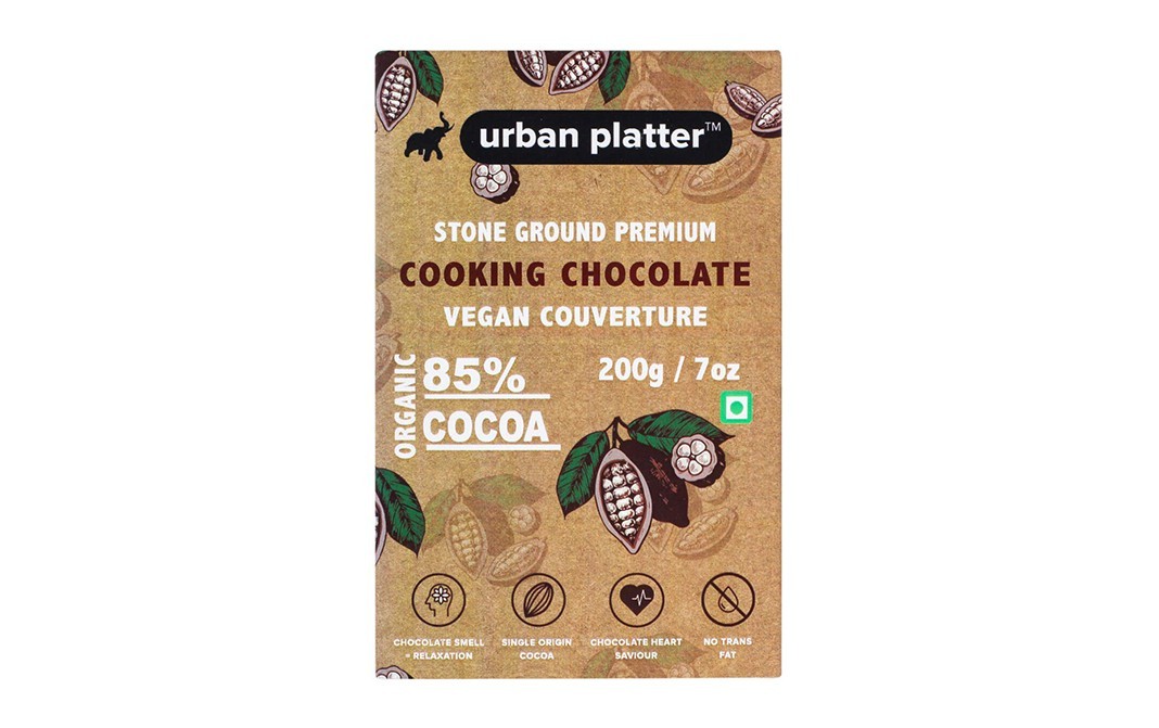 Urban Platter Stone Ground Premium Cooking Chocolate Vegan Couverture   Box  200 grams